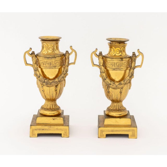 French Empire Bronze Candlestick-Cassolettes, 2 For Sale In New York - Image 6 of 12