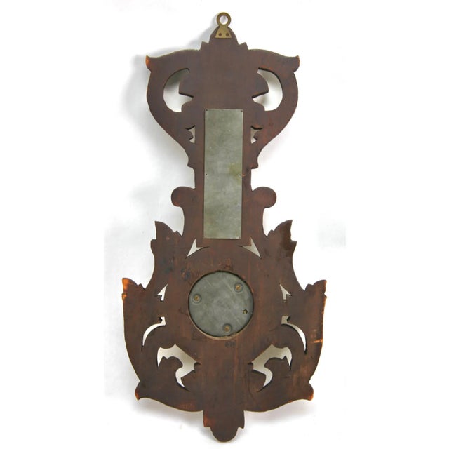 Brown Rococo Style Wall-Mounted Weather Station in Carved Walnut, 1910s For Sale - Image 8 of 10