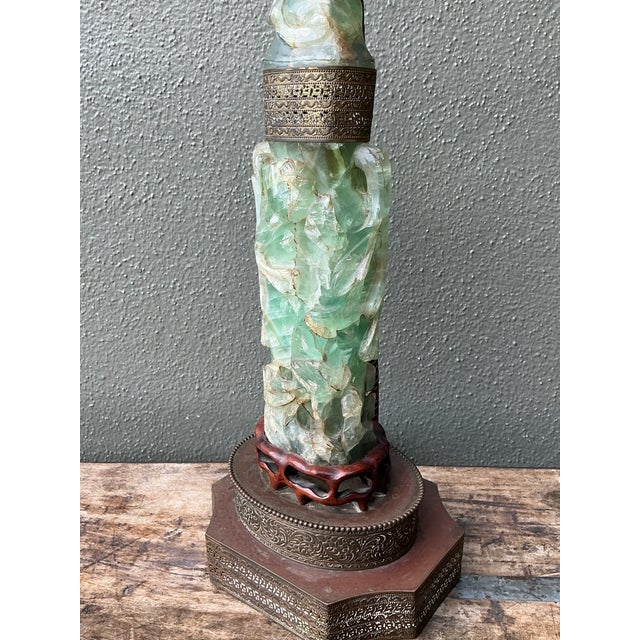 Vintage Asian Carved Jadite Lamp For Sale - Image 12 of 12