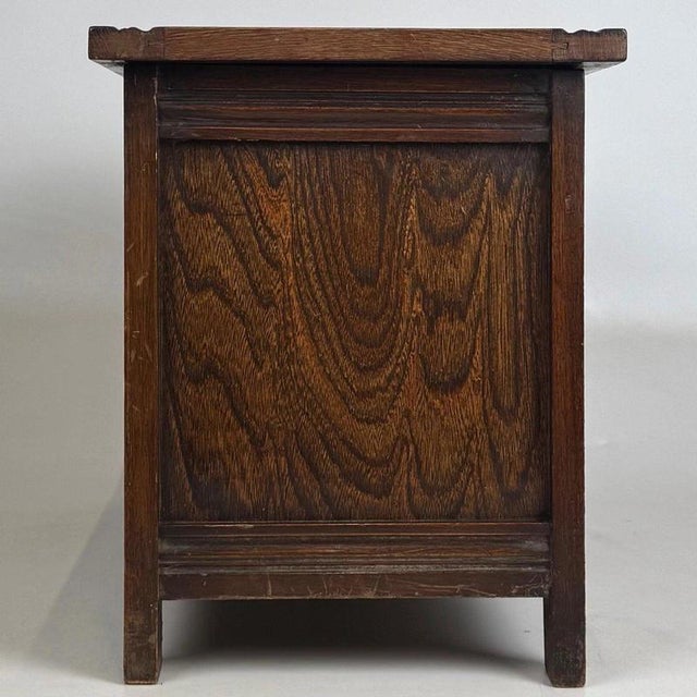 Antique English Edwardian Oak Blanket Box For Sale - Image 6 of 13