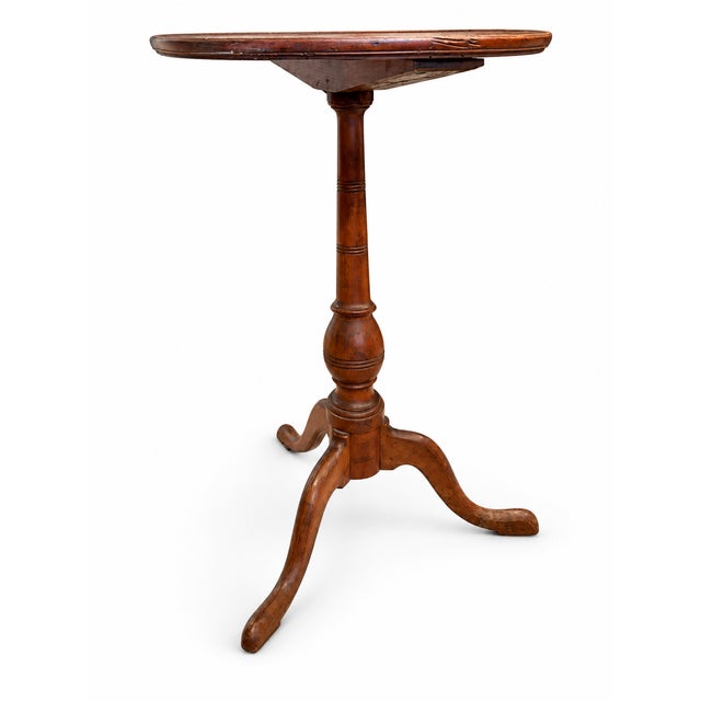 18th Century American Federal Cherry Tripod Candle Stand Table For Sale - Image 18 of 18