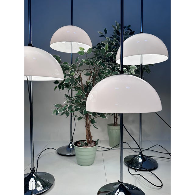 Height-Adjustable Mushroom Floor Lights with Chromed Tulip Bases by Frank Bentler for Wila Leuchten, West Germany, 1960s, Set of 4 For Sale - Image 16 of 18