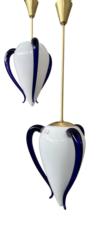 Vintage Venexiana Hanging Lamp from Barovier & Toso, Murano, Set of 2