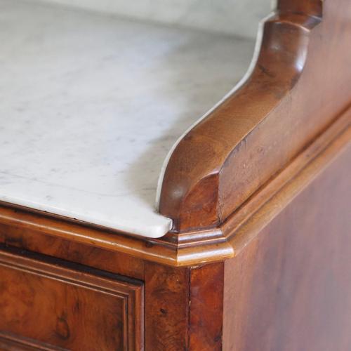 Antique Gründerzeit Mirrored Chest of Drawers with White Marble, 1880s For Sale - Image 18 of 18