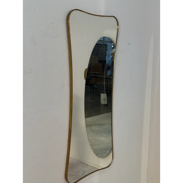 Italian Italian Large Brass Framed Wall Mirror, 1950s For Sale - Image 3 of 7