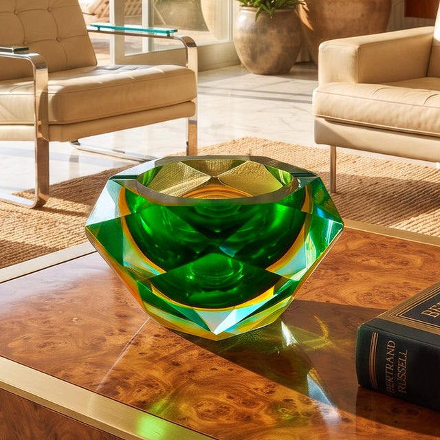Mid-Century Modern Large Green and Yellow Ashtray by Flavio Poli for Seguso, 1960s For Sale - Image 3 of 8