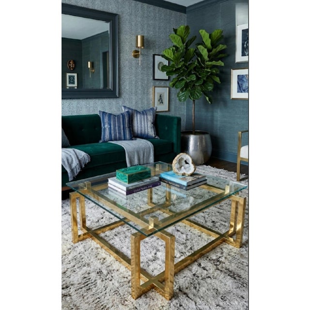 Brass Vintage Large Brass Geometric Modern Mastercraft Style Coffee Table For Sale - Image 8 of 8