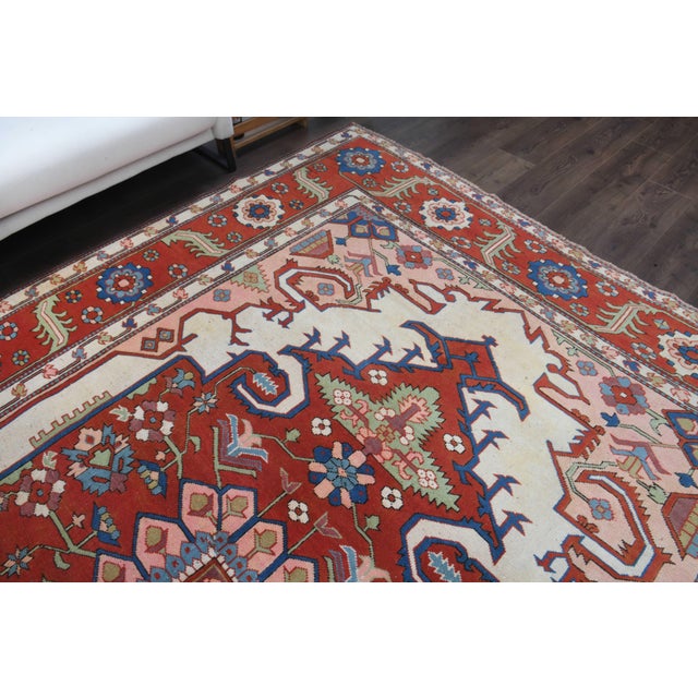 1970s Vintage Milas Handmade Wool Cotton Pink Red Area Rug For Sale - Image 9 of 11