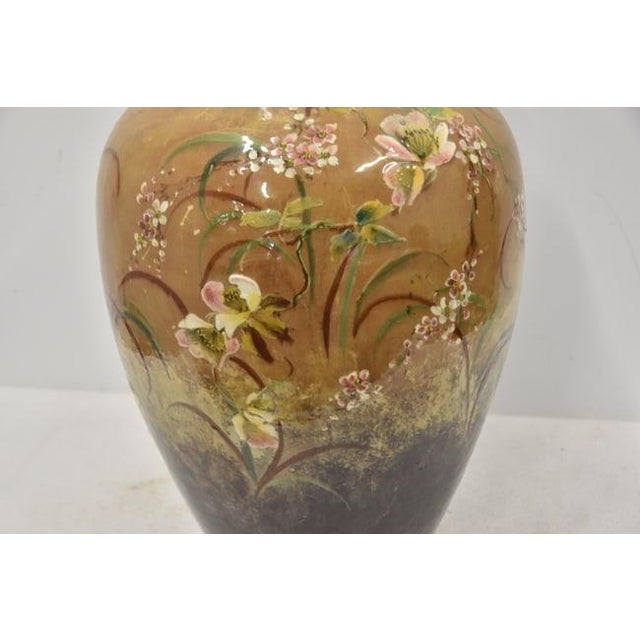 Large English Majolica Aesthetic Floor Vase For Sale - Image 11 of 13