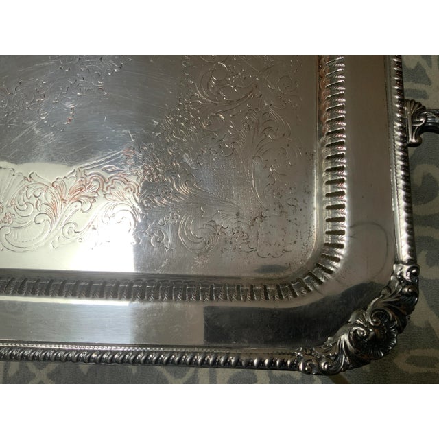 1920s Large English Silverplate Serving Tray For Sale - Image 9 of 13