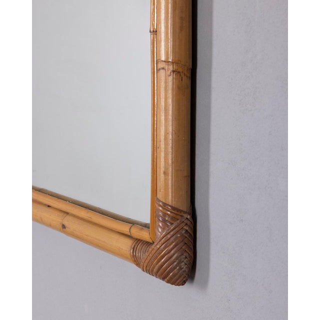 Brown Vintage Bamboo Wall Mirror, Italy, 1960s For Sale - Image 8 of 9