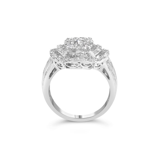 Elegant and timeless, this gorgeous 14K white gold diamond cocktail ring features 1.0 carat total weight of diamonds with...