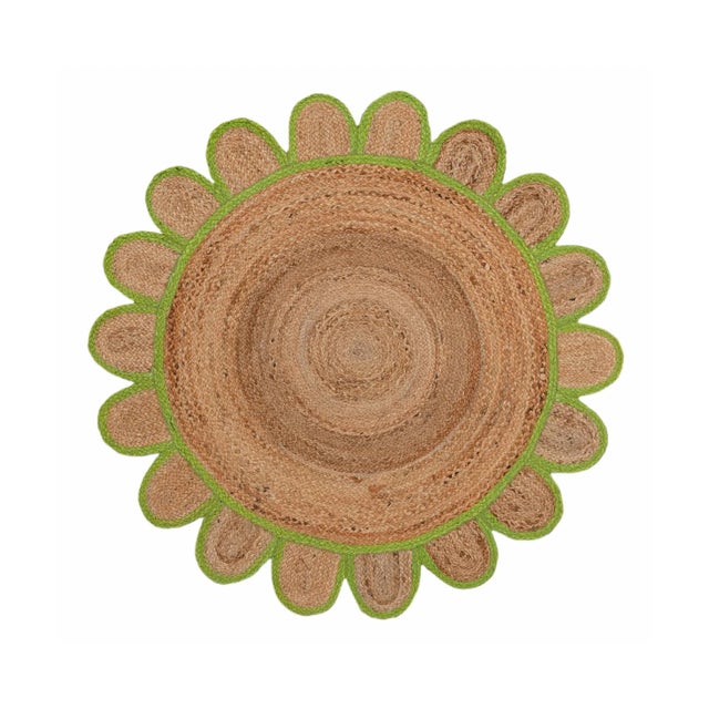 10'x10' Green Round Jute Scallop Rug For Sale - Image 10 of 10