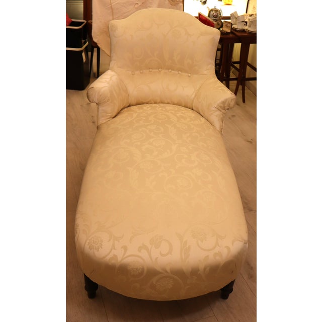 Wood Napoleon III Long Chair in Damask Fabric, 19th Century For Sale - Image 7 of 15