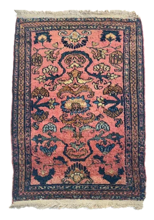 1930s Lilihan Hamadan Sarouk With Rose, Salmon, Blush, Blues, Wheat Coloring Rug - 2.8 x 4