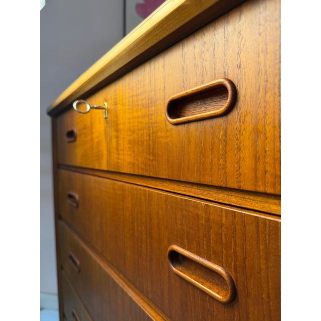 Danish Teak Chest of Drawers with Lock For Sale - Image 6 of 11