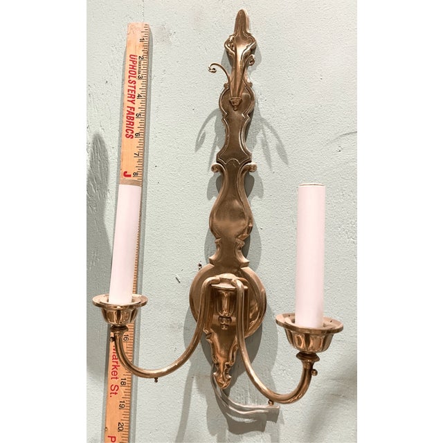 Vintage Neoclassical Style Solid Brass Wall Sconse 2 Light Arm 18” tall 12” wide