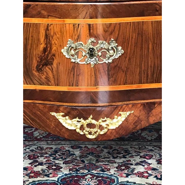 Brown Antique Louis XV Chest of Drawers with Marble Top, 1760s For Sale - Image 8 of 9