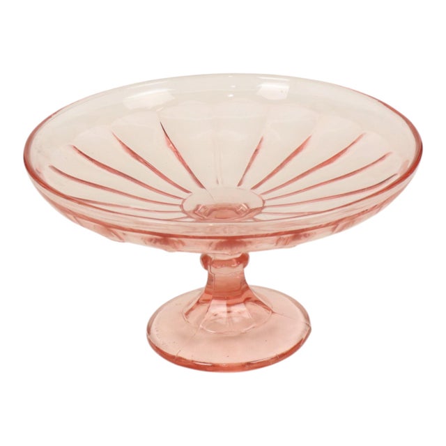 Art Deco Pink Tall Fruit Bowl in Glass, 1930s For Sale - Image 11 of 18