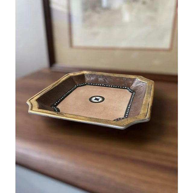 Vintage Kinder-Harris Textured Brown/Gold Decor Plate For Sale In Baltimore - Image 6 of 10