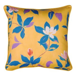 Paule Marrot Magnolias Pillow Cover in Yellow For Sale