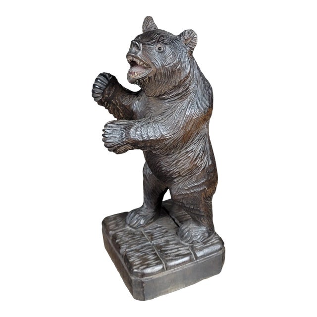 Vintage Black Forest Figurine - Carved Standing Bear For Sale