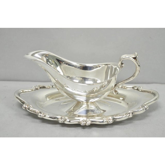 Vintage Fb Rogers Silver Plated Victorian Gravy Sauce Boat W/ Attached Dish For Sale - Image 12 of 12