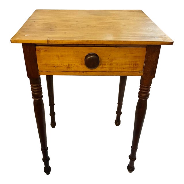 1960s Vintage One Drawer Two Tone Country Stand / Table From Upstate New York For Sale