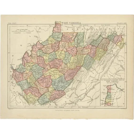 Antique Map of Virginia, 1888 For Sale - Image 6 of 6
