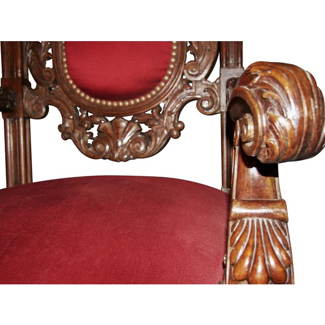 Late 19th Century Late 19th Century Pair of Italian Carved Walnut Chairs For Sale - Image 5 of 5