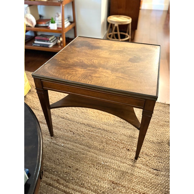 1950s Vintage Baker Furniture Neoclassical Single Drawer Walnut Table - Original Condition - 1955 For Sale - Image 10 of 11