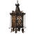 19th Century French Gothic Black and Gilt Iron Three-Light Hexagon Lantern For Sale