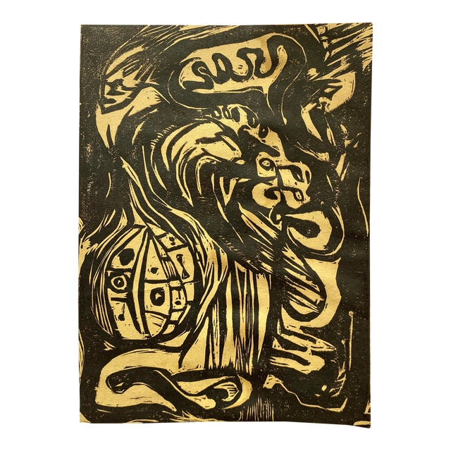 1960s Kay Yares Composition Woodblock For Sale