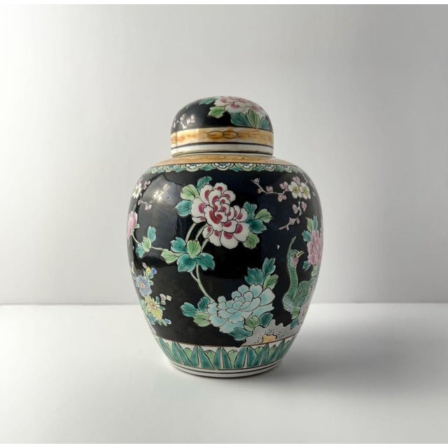 Japanese Black Polychromed Porcelain Ginger Jar by Yamatoku Meiji, 1890s For Sale - Image 3 of 10