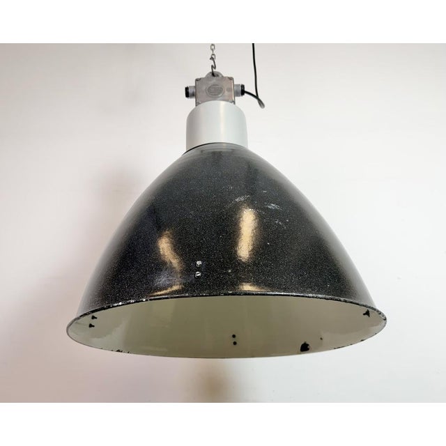 Gray Large Industrial Enamel Factory Pendant Lamp from Elektrosvit, 1960s For Sale - Image 8 of 18