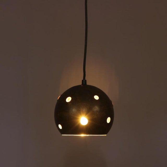 Copper with Glass Round Hanging Lamp by Pfeil & Putzler, Germany, 1970s For Sale - Image 3 of 10