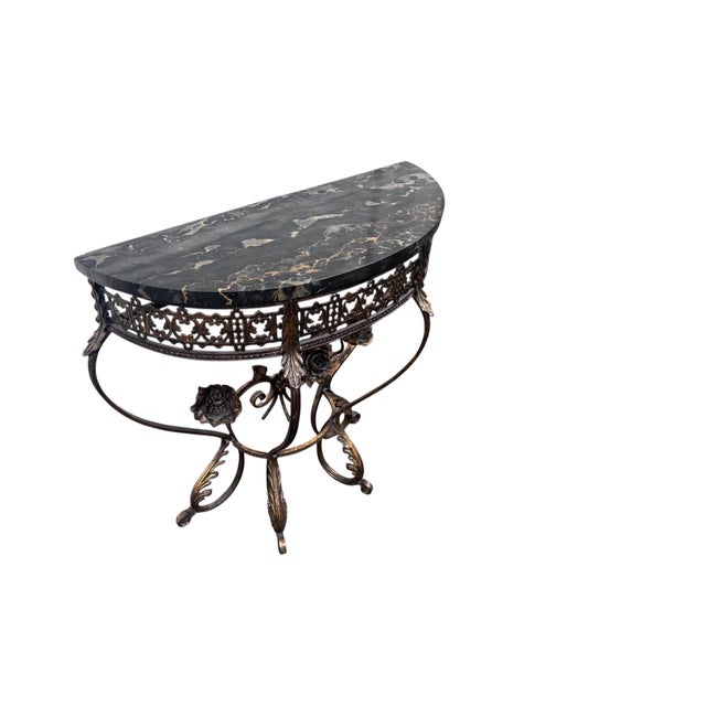 Early 20th Century Oscar Bach Style Marble Top Iron Console Iron Mirror For Sale In New York - Image 6 of 18