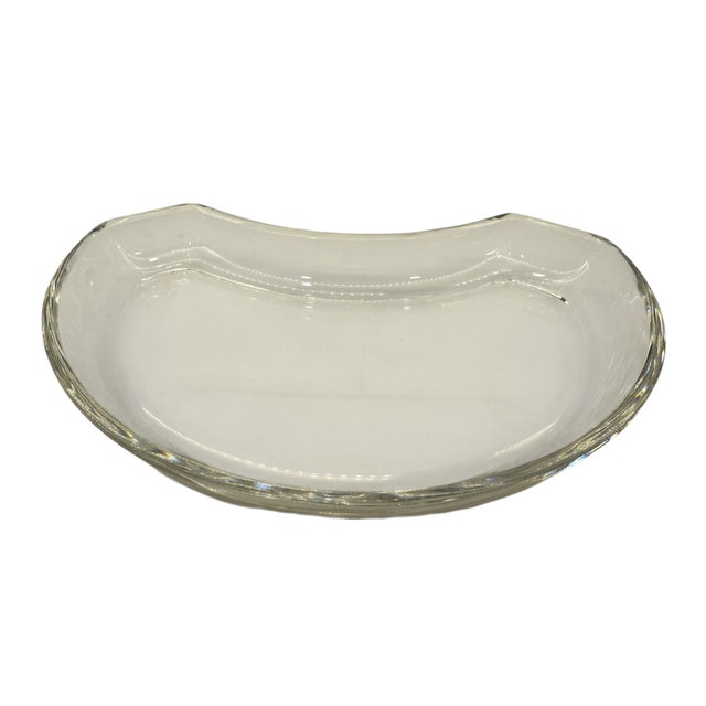 Glass Mid 20th Century Val Saint-Lambert Crescent Crystal Salad Plates- Set of 11 For Sale - Image 7 of 10