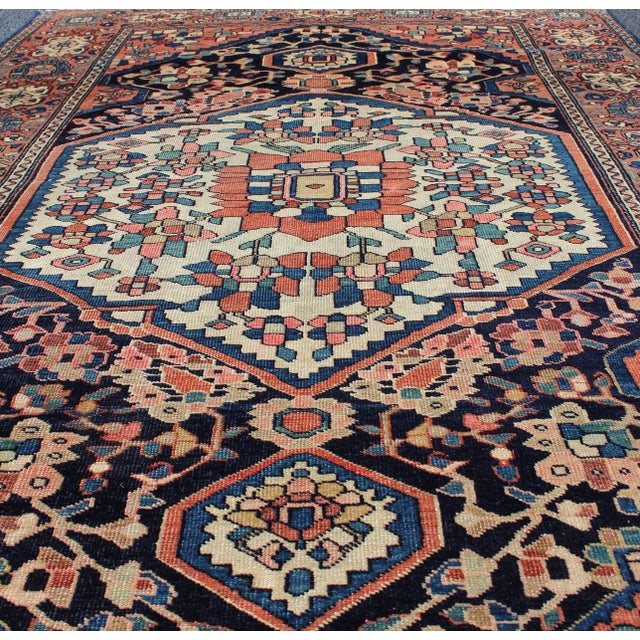English Persian Sarouk Faraghan Small Rug With Medallion Design Antique 3'6"x4'9" For Sale - Image 3 of 10