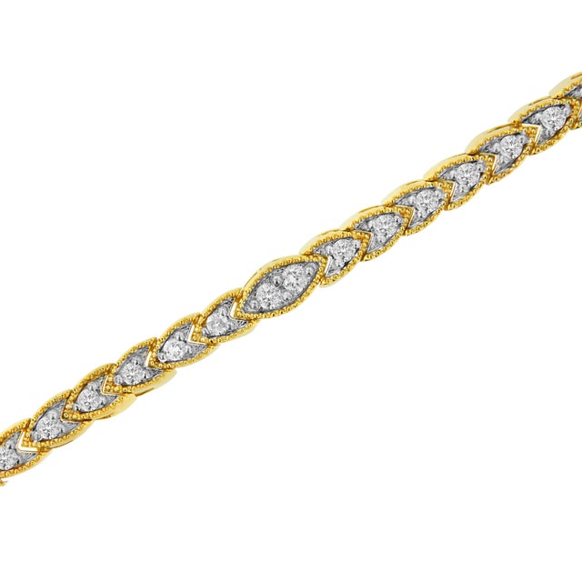 10K Yellow Gold Plated .925 Sterling Silver 1 cttw Prong-Set Diamond Pear Shape Link Bracelet (I-J Color, I1-I2 Clarity) - 7.25" For Sale - Image 4 of 7