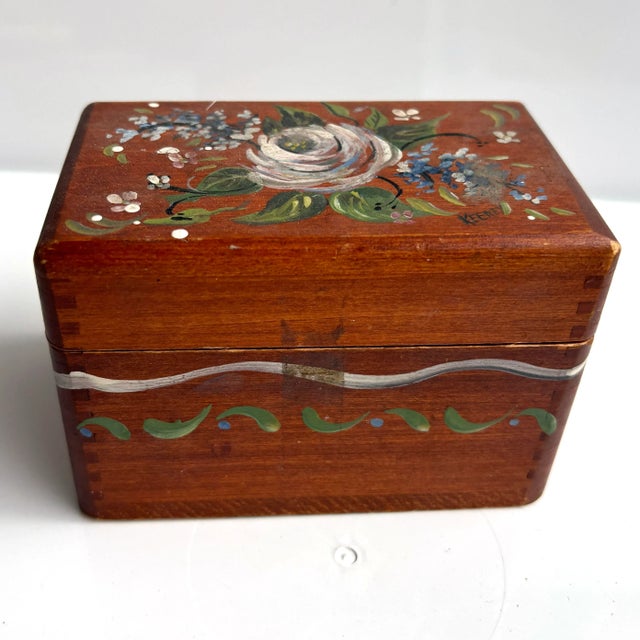 Early 19th Century Swedish Folk Art Hand-Painted Trinket or Recipe Box For Sale - Image 5 of 7