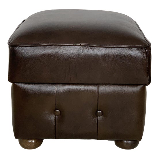 Chesterfield Pouf in Dark Brown For Sale