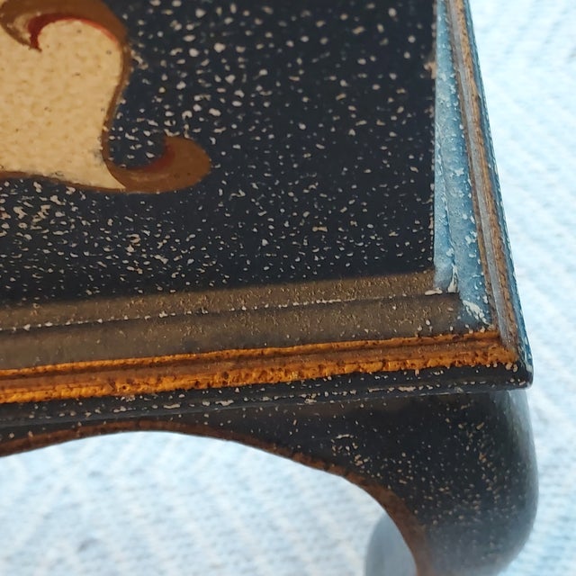 Hand Painted Floral Gilded Wood Magazine Rack Vintage Speckled Finish Handle 26" H 14" W For Sale - Image 16 of 16