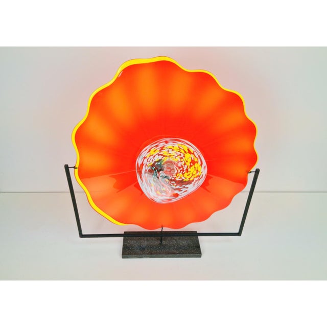 Large decoritave murano glass artwork on a stand measurements: w 60 cm x d 10.5 cm x h 70 cm condition: very good this...