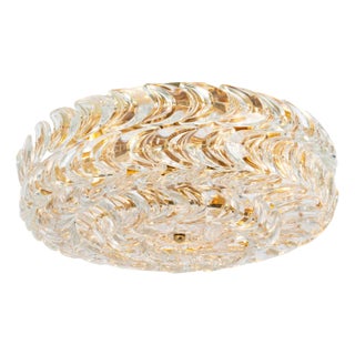 Gilt Brass and Crystal Flush Mount from Palwa, Germany, 1970s For Sale