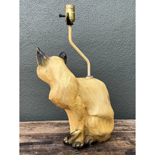 Vintage Glazed Ceramic Siamese Cat Lamp For Sale - Image 4 of 12