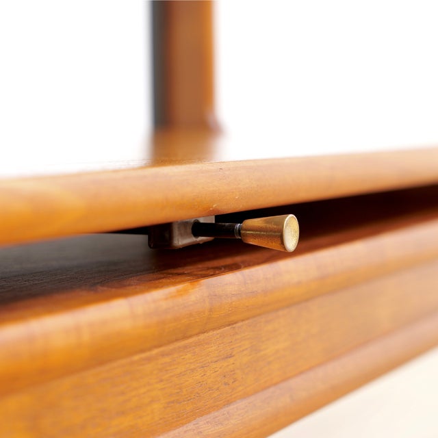 Mid Century Teak Mechanical Bar Cart Folding Console Table For Sale - Image 10 of 10