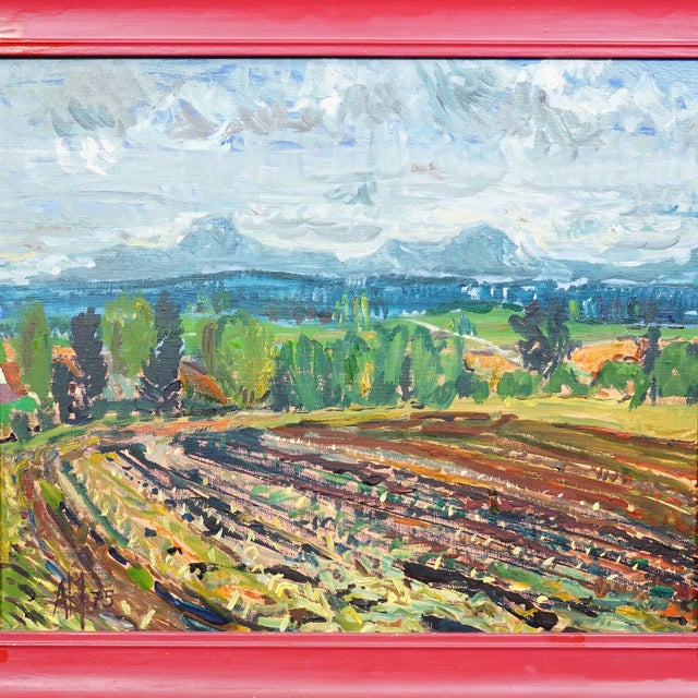 Alexander Michael Oil Painting of a Landscape With Field, 1975 For Sale - Image 4 of 6