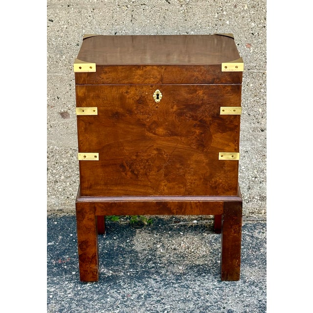 1950s Italian Burl Wood Document Box on Stand, Circa 1950 For Sale - Image 5 of 11