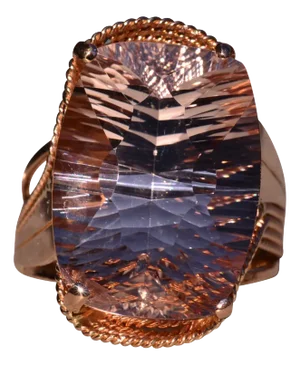 The Morg: Ladies 14K Rose Gold Elongated Cushion Morganite Cocktail Ring